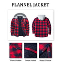 MAGCOMSEN Men's Flannel Shirt Jacket with Hood Quilted Lined Long Sleeve Plaid Hooded Jacket Button Down Spring Winter Warm Coat