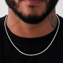 GLD Micro Tennis Necklace in 14k White Gold - Gold Plated, CZ Diamond Stones, Chain Lengths 16-28"