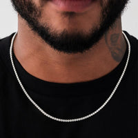 GLD Micro Tennis Necklace in 14k White Gold - Gold Plated, CZ Diamond Stones, Chain Lengths 16-28"