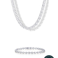 PAVOI 14K Gold Plated Tennis Jewelry Set for Women – 18" Pear-Cut Simulated Diamond Tennis Necklace & Bezel Set Pear Cubic Zirconia Tennis Bracelet - Trendy Gold Jewelry - TikTok Exclusive Bundle