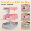 Stainless Steel cat Litter box with Lid, Extra Large Litter box XL, High Side Enclosed Litter box for Cats and Big Cats, Leak Proof Easy to Clean box toilet