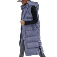 BTFBM Women's Long Puffer Vest with Quilted Hood and Button Down Closure for Winter Coat 2025 - Tops, Womenswear