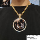 CARÁTIX Medium Round Plated Memory Medallions Charms Custom Picture Pendant Necklace for Men Hip Hop Jewelry Large Size Photo Pendant Jewellery Outdoorfun Valentine's Day Gift Fathersdaygift