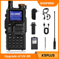 BAOFENG Radio K5PLUS 10W Max Power Long Range Handheld Ham Radio, Rechargeable Walkie Talkie Long Range Two Way GMRS Radio with NOAA Weather Alert Copy Frequency USB-C Charginng Emergency Survival Gear Audio