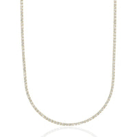 Micro Tennis Necklace in Yellow Gold - 2mm Width Jewelry for Men & Women 16" to 28" Lengths 18k Gold Plated Chain with CZ Stones