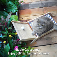 Beach Chair Cat Hammock, Elevated Cat Beds for Indoor Cats, Original Cozy Lounger with Sisal Scratcher and Toy Ball Heavy Duty Magnetic Garage Screen Door cat house cat hammock