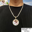 CARÁTIX Medium Round Plated Memory Medallions Charms Custom Picture Pendant Necklace for Men Hip Hop Jewelry Large Size Photo Pendant Jewellery Outdoorfun Valentine's Day Gift Fathersdaygift