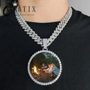 CARÁTIX Medium Round Plated Memory Medallions Charms Custom Picture Pendant Necklace for Men Hip Hop Jewelry Large Size Photo Pendant Jewellery Outdoorfun Valentine's Day Gift Fathersdaygift