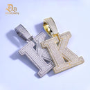[Buy One Get Free Necklace] Delzzad Hip Hop Large Letter Zirconia Alphbet Pendant Birthday Anniversary Mother's Day Gifts for Men Women