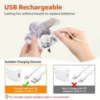 Sandpiper＋Sparrow＋Owl：Potaroma Flapping Bird Cat Toy (DON'T FLY), Lifelike Bird Chirp (DON'T FLY), Touch-Activated Kitten Toy Rechargeable, Interactive Cat Exercise Toys