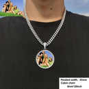 CARÁTIX Medium Round Plated Memory Medallions Charms Custom Picture Pendant Necklace for Men Hip Hop Jewelry Large Size Photo Pendant Jewellery Outdoorfun Valentine's Day Gift Fathersdaygift