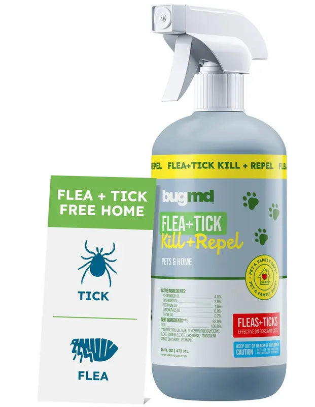 Flea & Tick Spray for Dogs, Cats & Home – Plant-Based Formula with Cedarwood Oil – Indoor/Outdoor Use – 16 oz