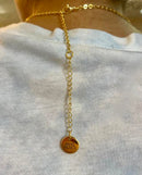 Protect Your Peace 18k Gold Plated Adjustable Chain and Turquoise Glass Bead Necklace For All Genders - Vibrant Hue, Protective Properties, 3 Chain Lengths
