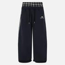 Aelfric Eden Double Waist Plaid Patchwork SweatPants Baggy Wide Leg Sweatpants for Women Loose Long Pants with Pockets