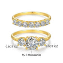 10/10 Moissanite Lab-Created 2Colors Set Ring 2CT VVS Clarity 14K Gold Plated Stackable 3 Stones Hypoallergenic Band for Women Wedding Engagement Birthday Gift Anniversary Prom Party Holiday Date Casual Bling Iced Jewelry