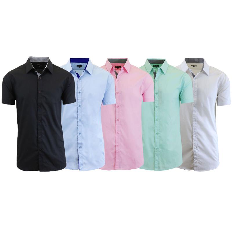 5-Pack Men's Long & Short Sleeve Solid Dress Shirts (Sizes, S-3XL)