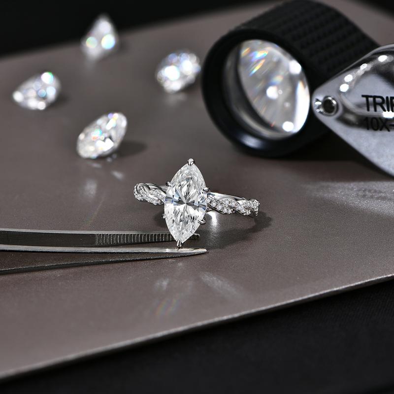 Gorgeous 3CT Marquise Shape  D Color VVS1 Synthetic Moissanite Ring  for Women Anniversary Party Gift R196