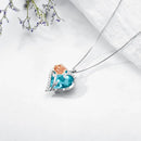 Birthstone Necklace for Women 925 Sterling Silver Rose Flower Heart Crystal Pendant Necklaces I Love You Jewelry Birthday Christmas Gifts for Women Her Girlfriend