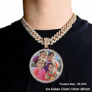CARÁTIX Medium Round Plated Memory Medallions Charms Custom Picture Pendant Necklace for Men Hip Hop Jewelry Large Size Photo Pendant Jewellery Outdoorfun Valentine's Day Gift Fathersdaygift