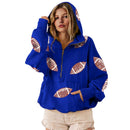 Ommig Womens Game Day Sweatshirts Football Sequin Hoodies Tailgate Outfits Long Sleeve Zipper Sweaters with Pocket
