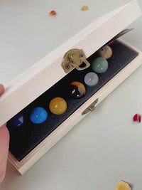 Nine Planets Decoration Natural Crystal Gemstone Solar System Model Crystal Ball Decoration Solar System Marble Space Home Desk Decoration Creative Gifts